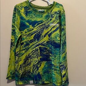 Magellan Outdoors Long Sleeve Tee - Lime and Navy